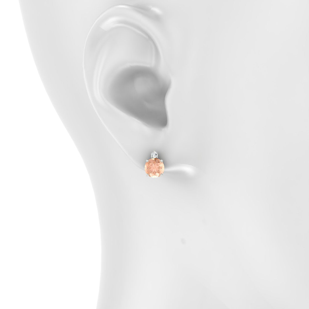 Sparkle | 18k White Gold 6 mm Round Morganite Earrings