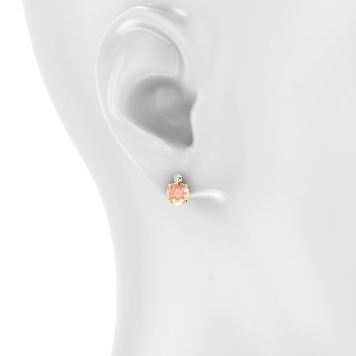 Sparkle | 18k Yellow Gold 6 mm Round Morganite Earrings