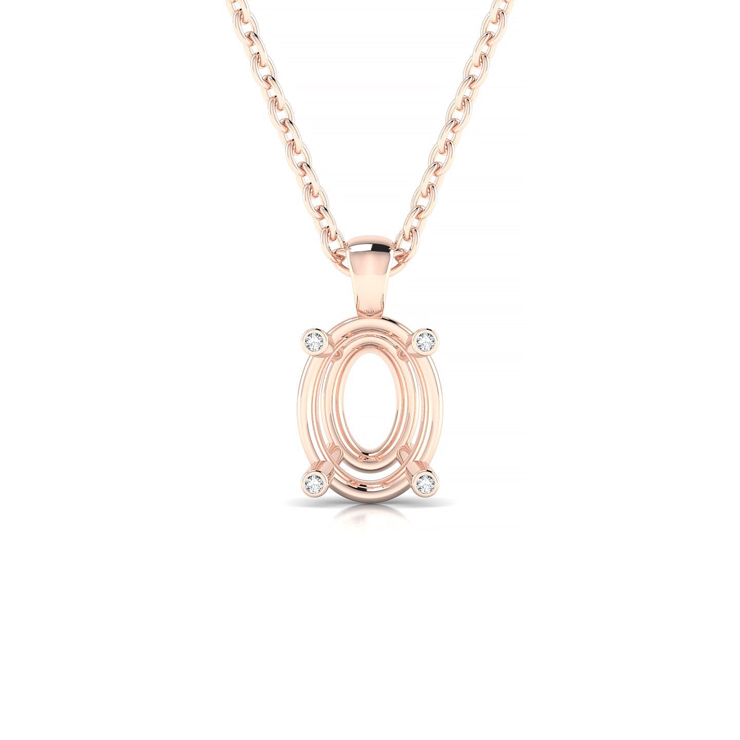 Sparkle Oval 2-2.99 ct | 18k Rose Gold Side Stones Diamond Pendant