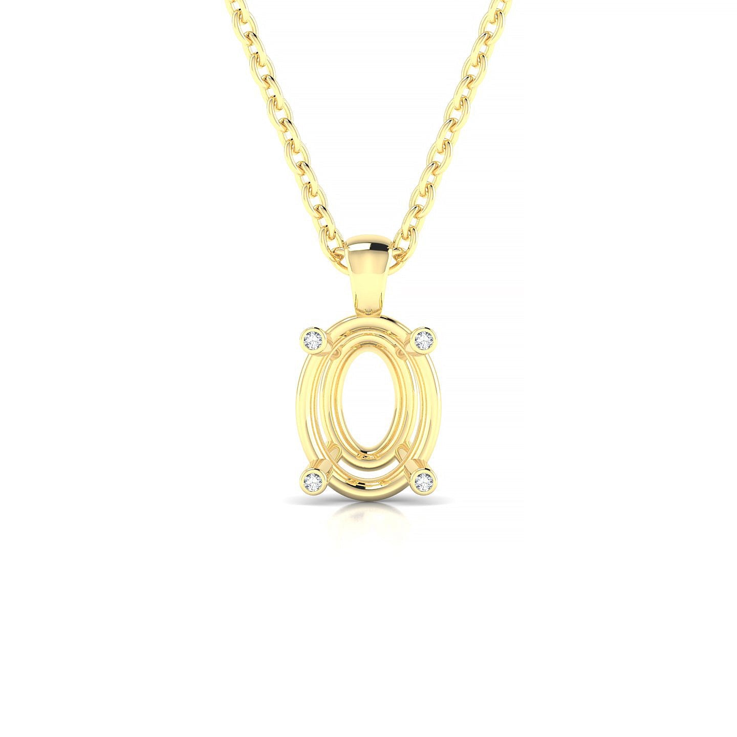 Sparkle Oval 2-2.99 ct | 18k Yellow Gold Side Stones Diamond Pendant