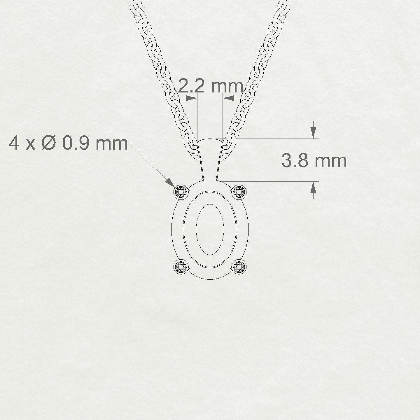 Sparkle Oval 2-2.99 ct | 18k White Gold Side Stones Diamond Pendant