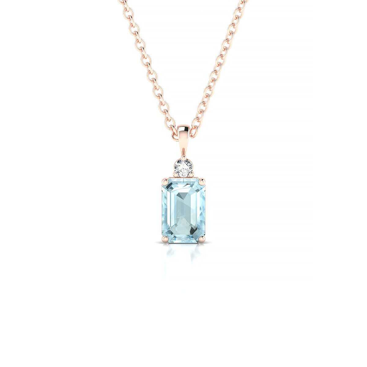 Sparkle | 18k Rose Gold 6 x 4 mm Emerald Aquamarine Pendant