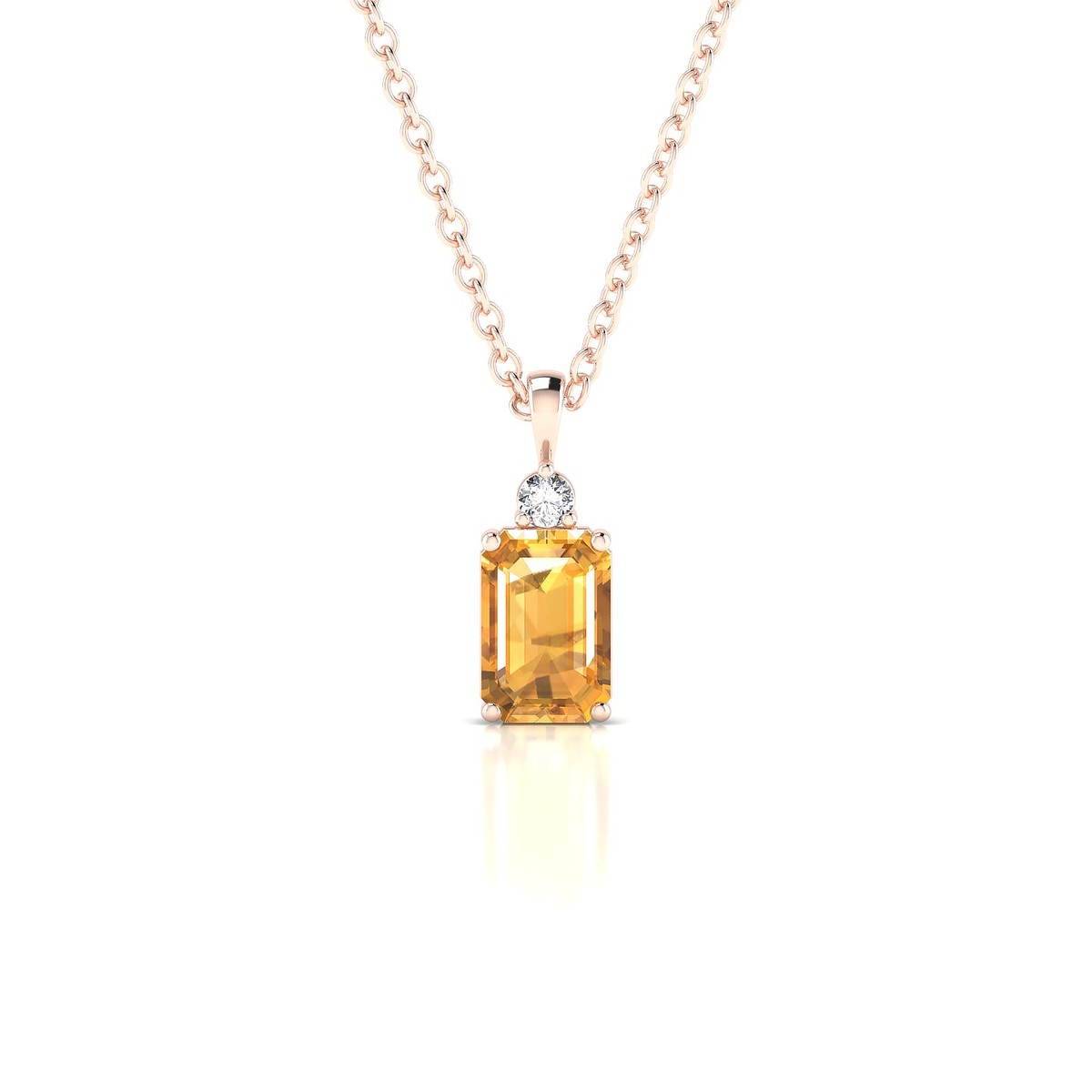 Sparkle | 18k Rose Gold 6 x 4 mm Emerald Citrine Pendant