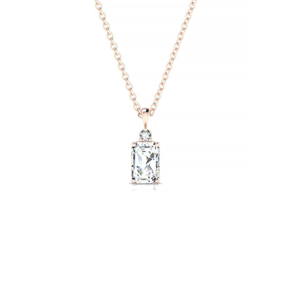 Sparkle | 18k Rose Gold 6 x 4 mm Emerald Diamond Pendant