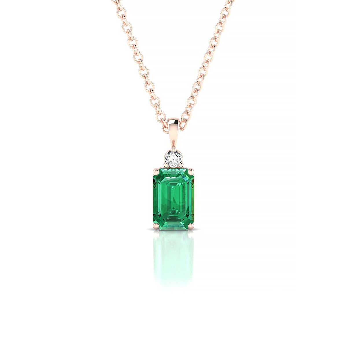 Sparkle | 18k Rose Gold 6 x 4 mm Emerald Emerald Pendant