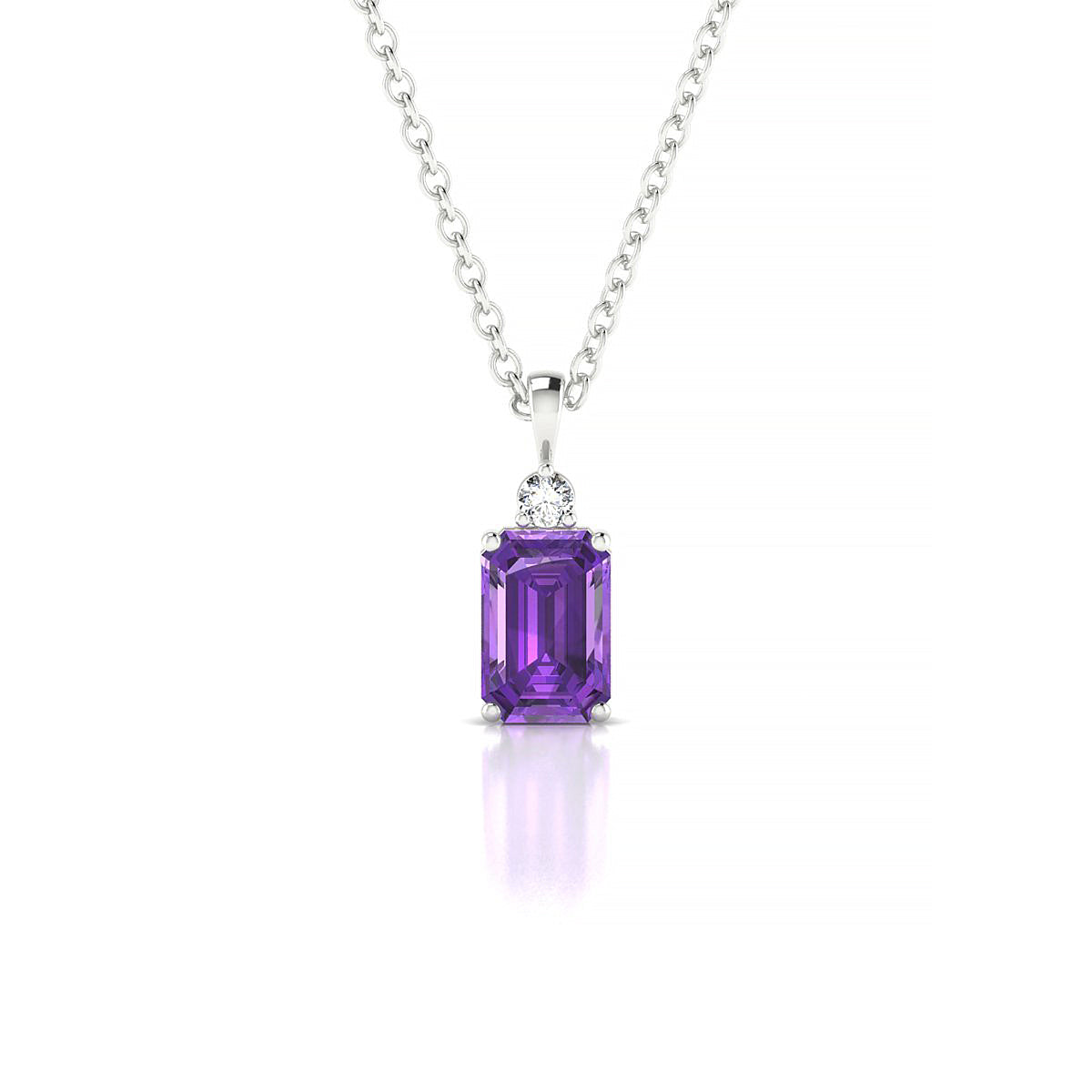 Sparkle | 18k White Gold 6 x 4 mm Emerald Amethyst Pendant