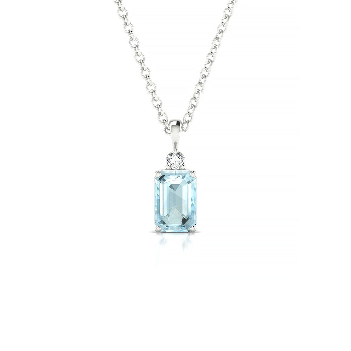 Sparkle | 18k White Gold 6 x 4 mm Emerald Aquamarine Pendant