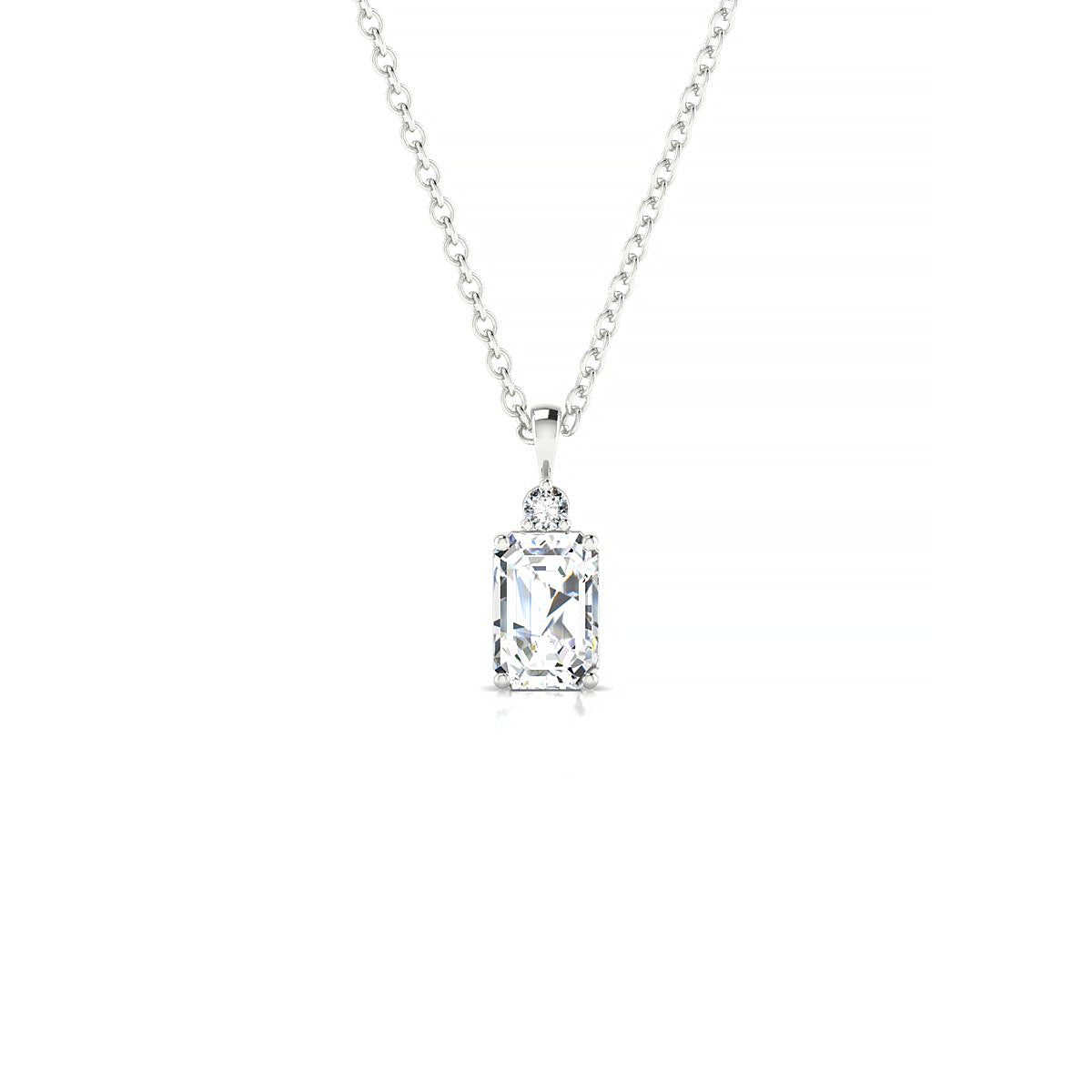Sparkle | 18k White Gold 6 x 4 mm Emerald Diamond Pendant