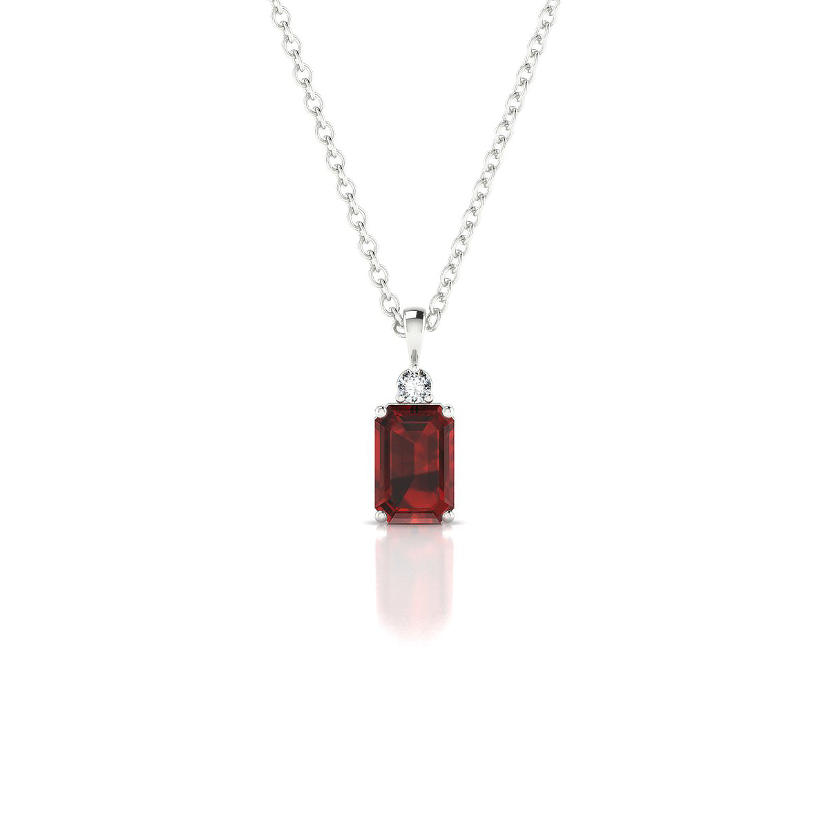 Sparkle | 18k White Gold 6 x 4 mm Emerald Garnet Pendant