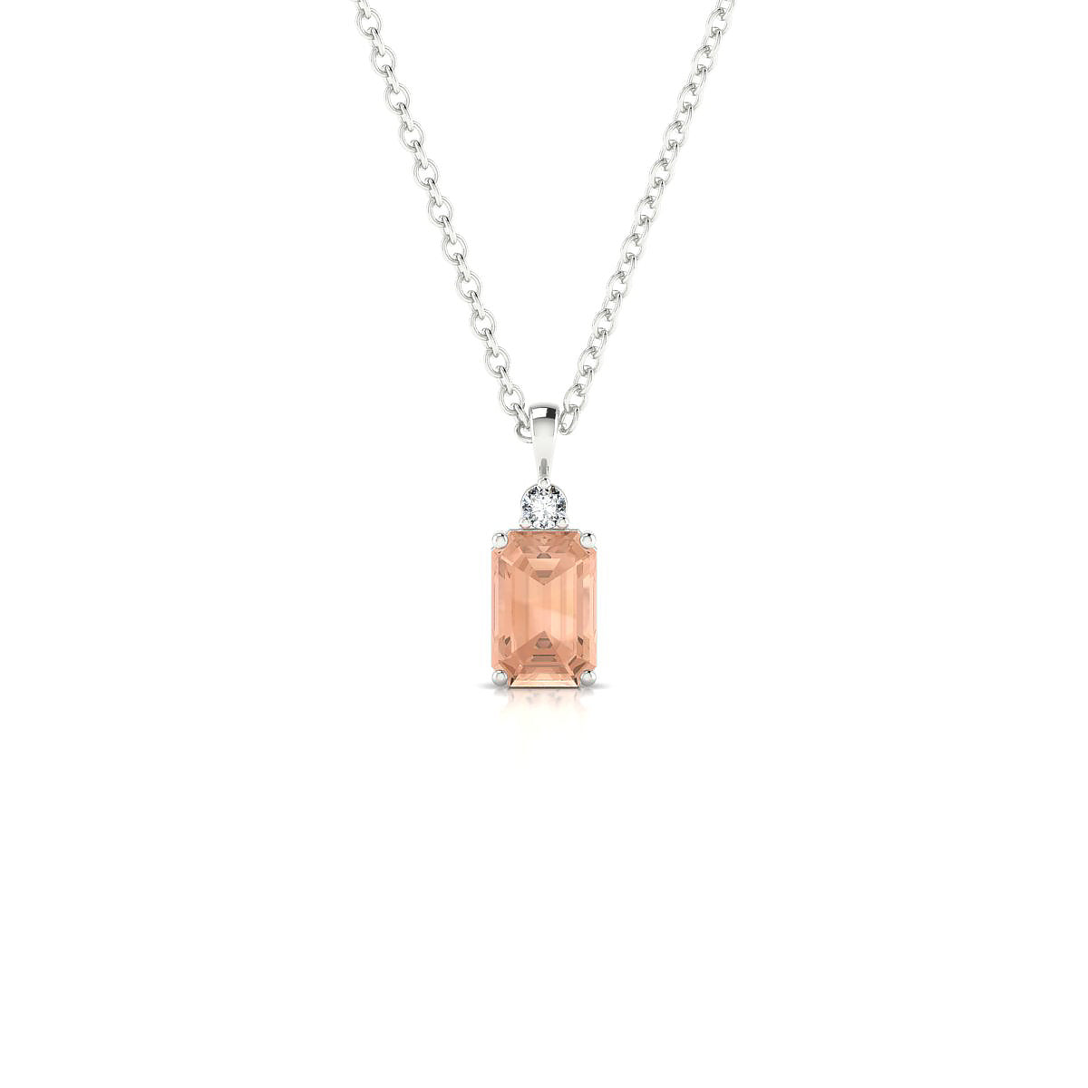Sparkle | 18k White Gold 6 x 4 mm Emerald Morganite Pendant