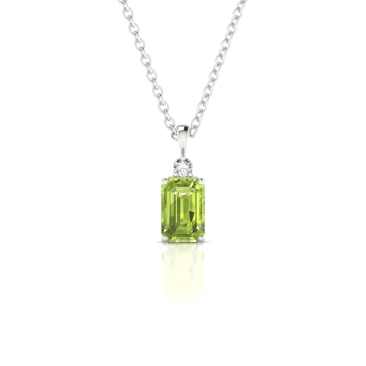 Sparkle | 18k White Gold 6 x 4 mm Emerald Peridot Pendant