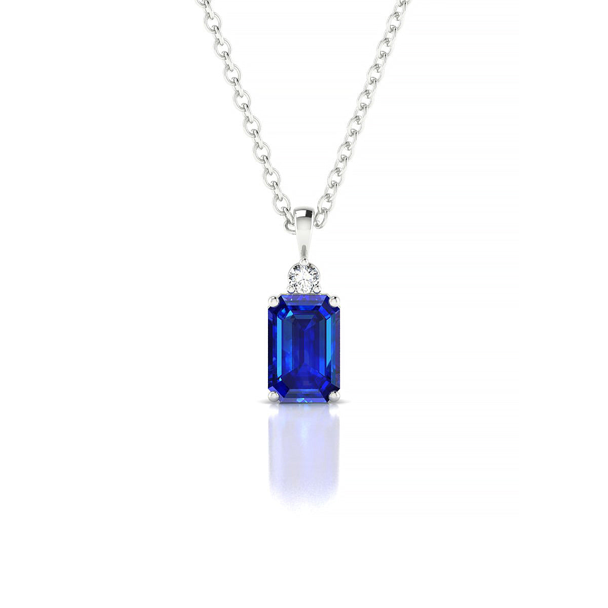 Sparkle | 18k White Gold 6 x 4 mm Emerald Sapphire Pendant