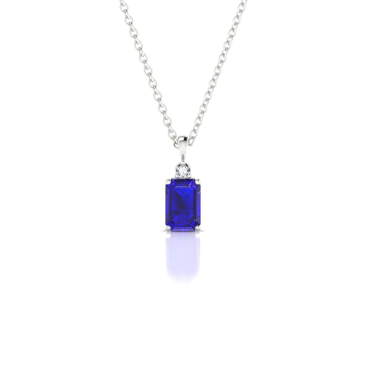 Sparkle | 18k White Gold 6 x 4 mm Emerald Tanzanite Pendant