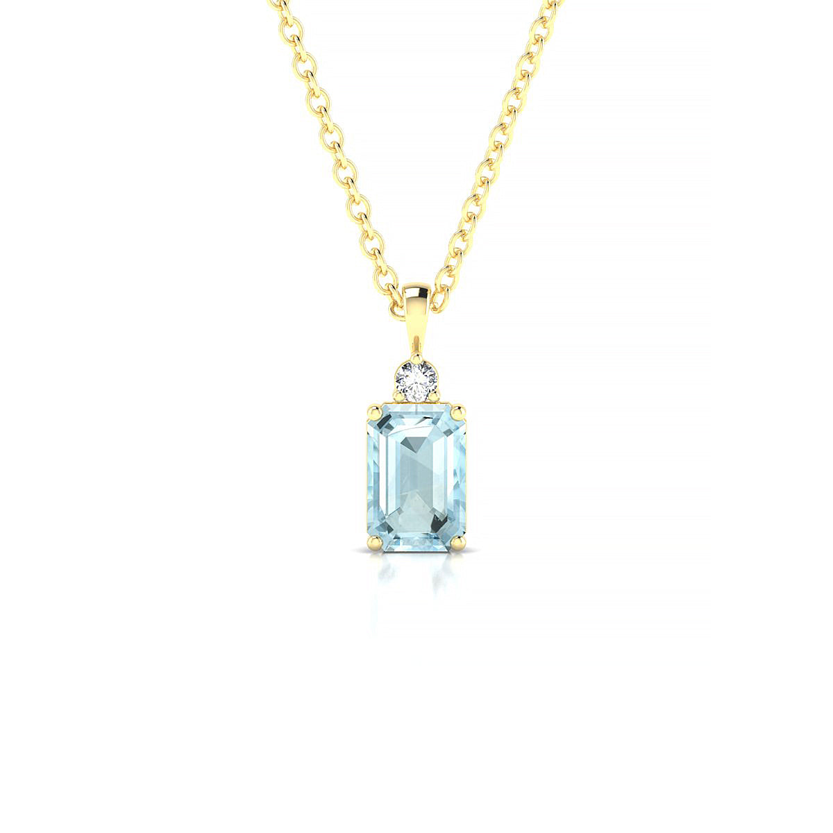Sparkle | 18k Yellow Gold 6 x 4 mm Emerald Aquamarine Pendant