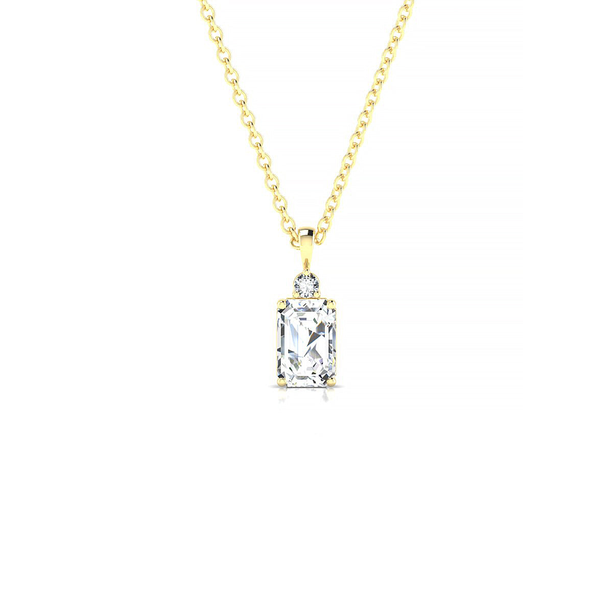 Sparkle | 18k Yellow Gold 6 x 4 mm Emerald Diamond Pendant