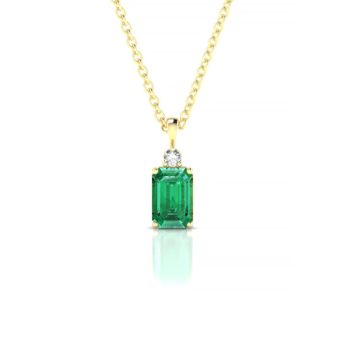 Sparkle | 18k Yellow Gold 6 x 4 mm Emerald Emerald Pendant
