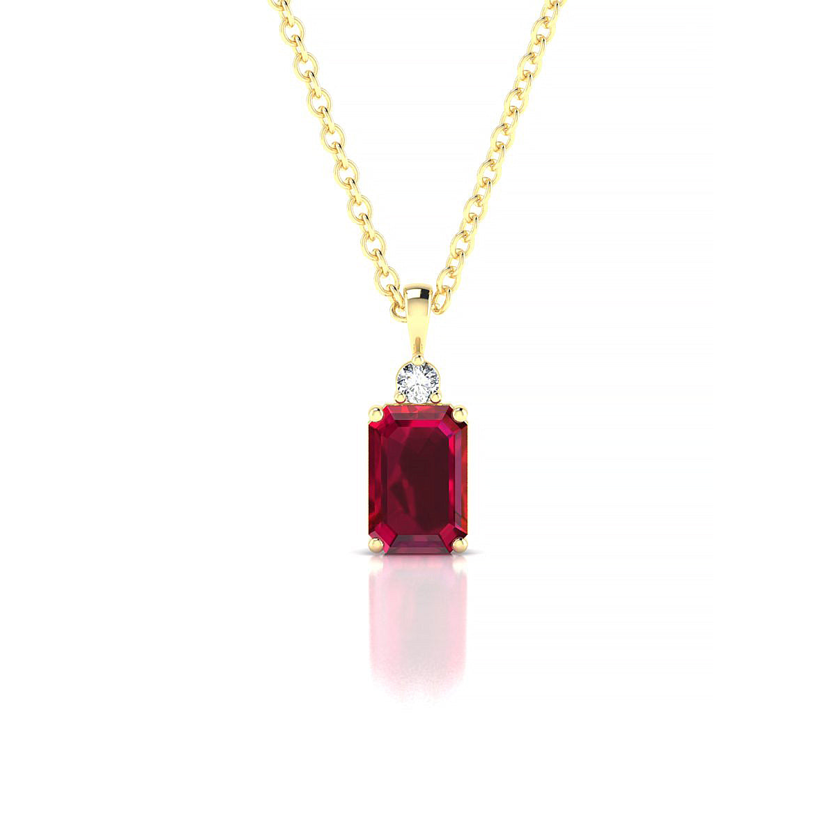 Sparkle | 18k Yellow Gold 6 x 4 mm Emerald Ruby Pendant