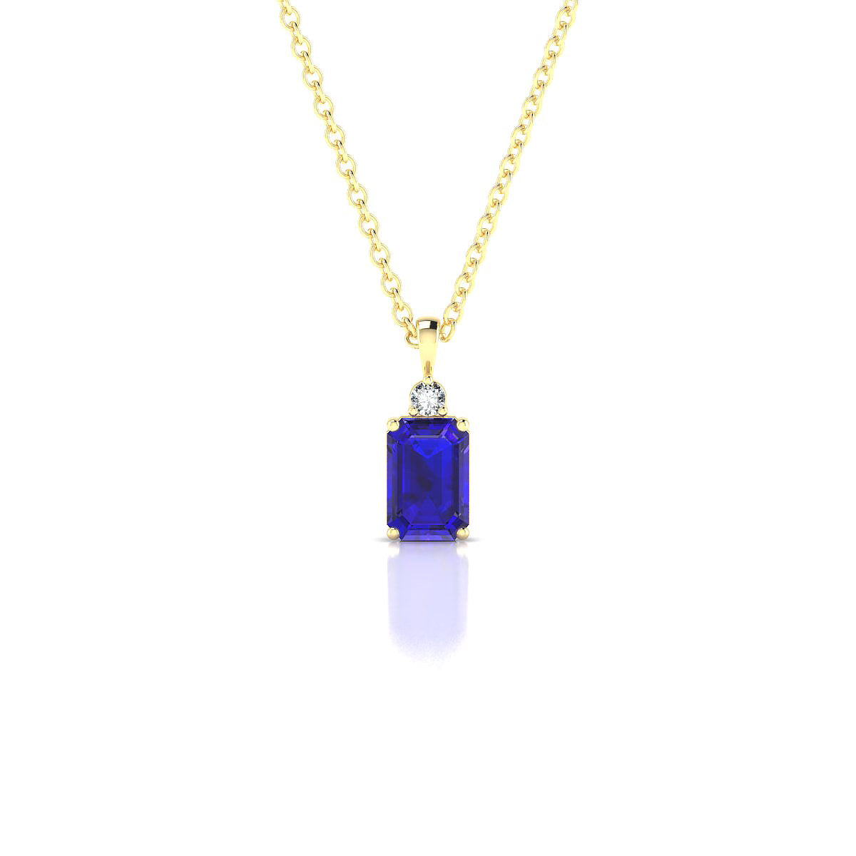 Sparkle | 18k Yellow Gold 6 x 4 mm Emerald Tanzanite Pendant
