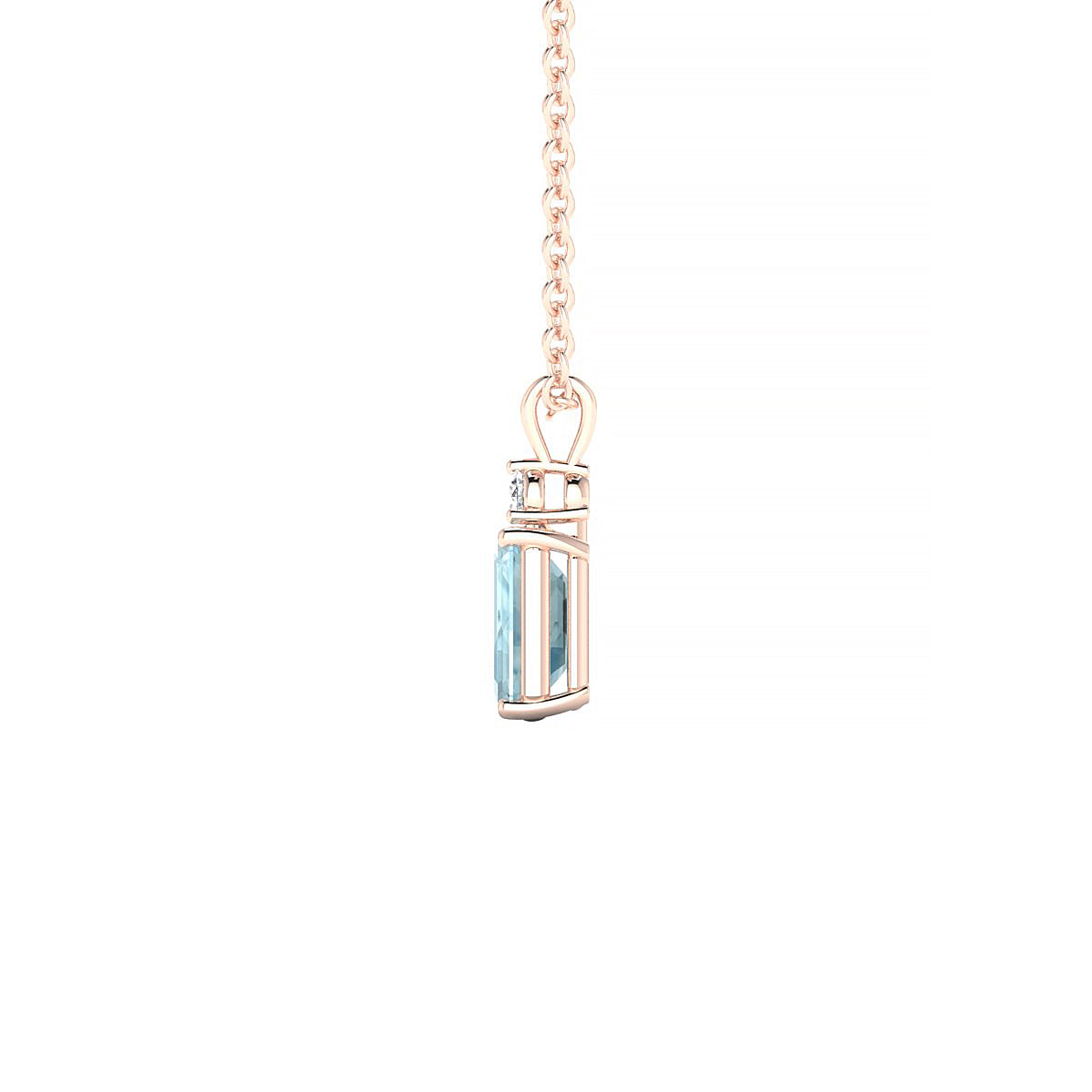 Sparkle | 18k Rose Gold 6 x 4 mm Emerald Aquamarine Pendant