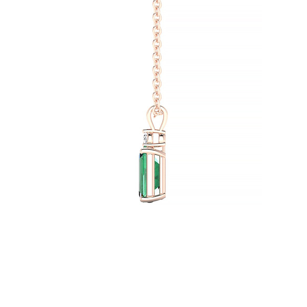 Sparkle | 18k Rose Gold 6 x 4 mm Emerald Emerald Pendant