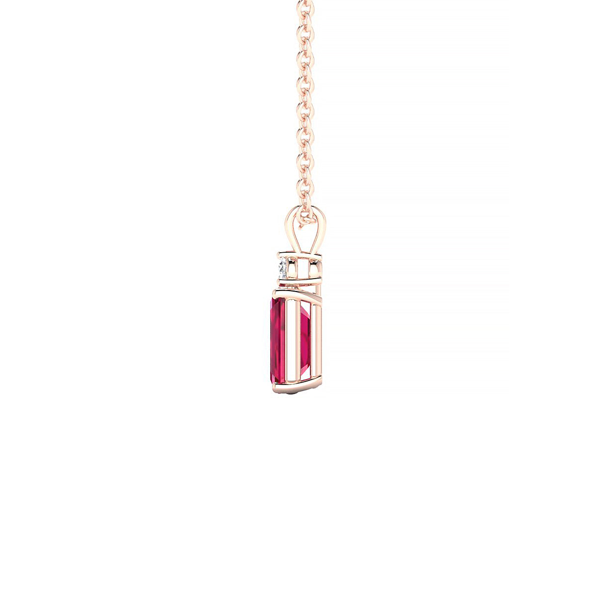 Sparkle | 18k Rose Gold 6 x 4 mm Emerald Ruby Pendant