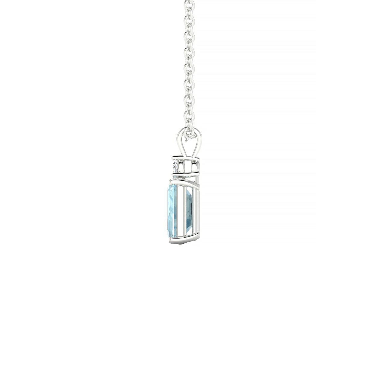 Sparkle | 18k White Gold 6 x 4 mm Emerald Aquamarine Pendant