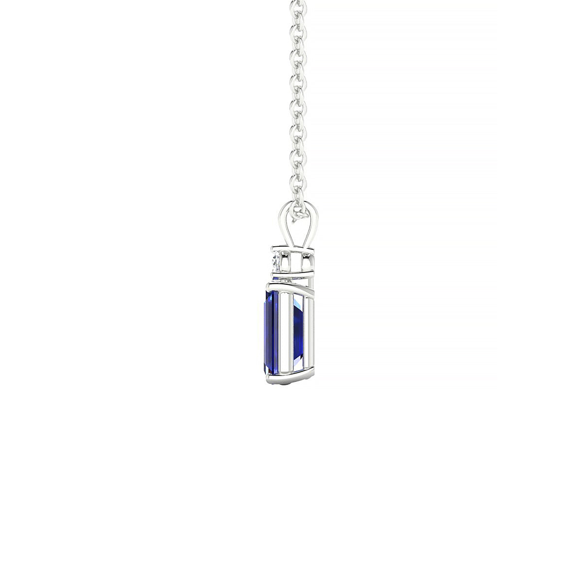 Sparkle | 18k White Gold 6 x 4 mm Emerald Sapphire Pendant