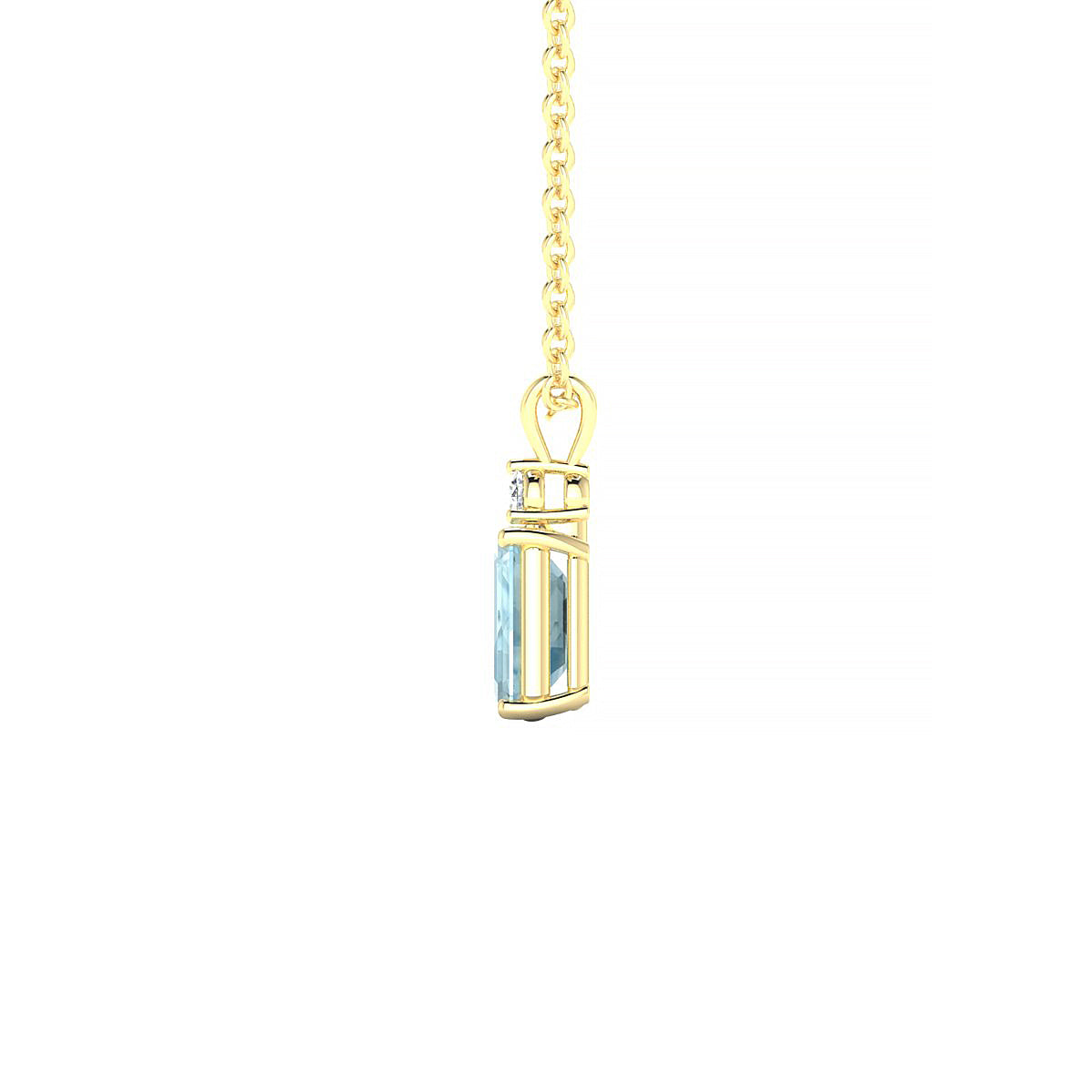 Sparkle | 18k Yellow Gold 6 x 4 mm Emerald Aquamarine Pendant
