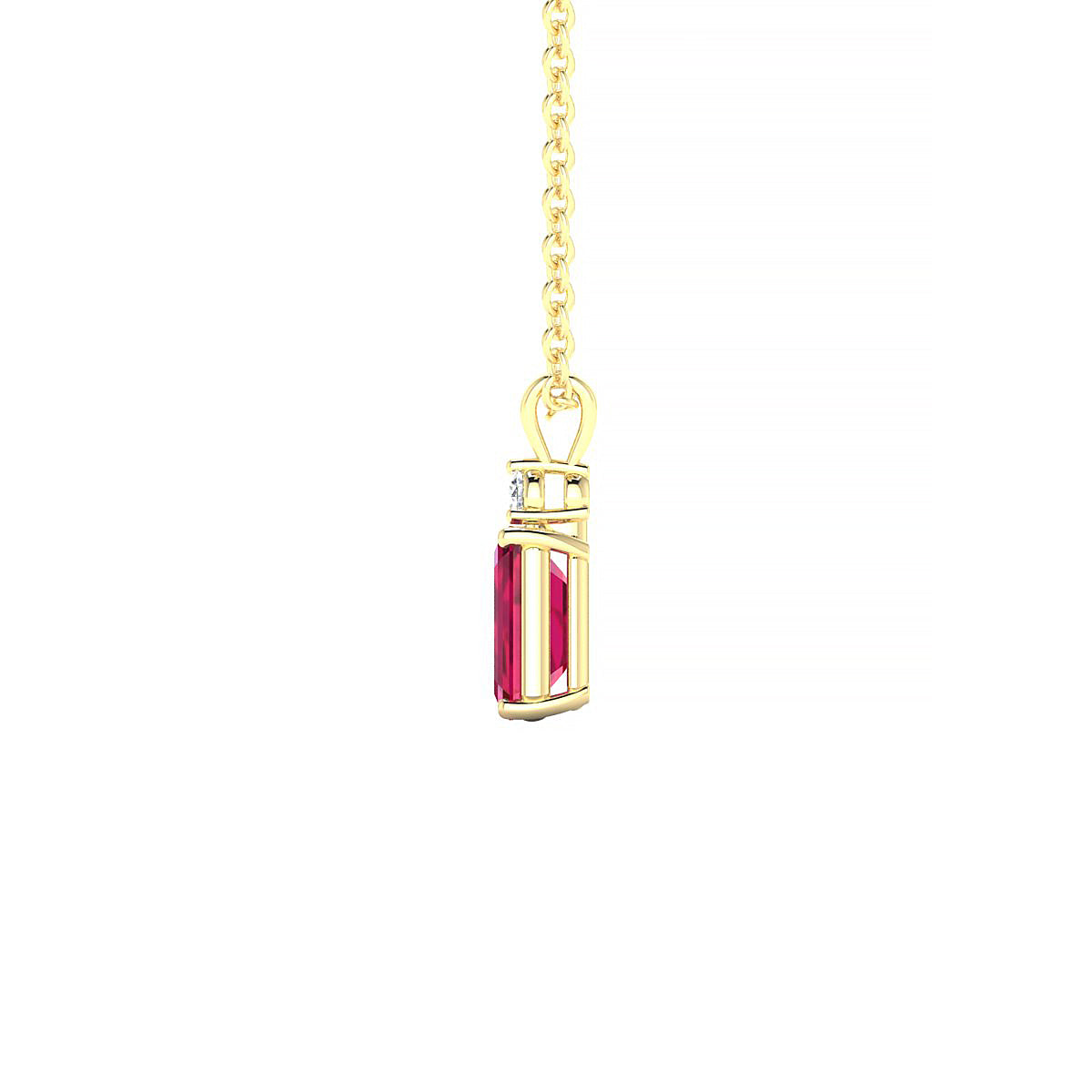 Sparkle | 18k Yellow Gold 6 x 4 mm Emerald Ruby Pendant