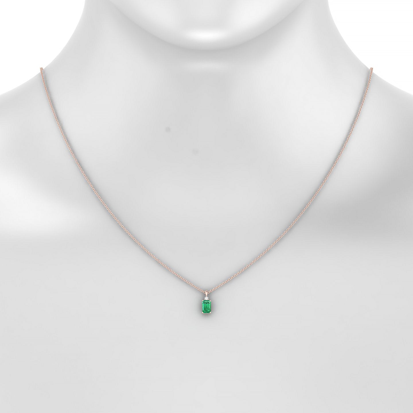 Sparkle | 18k Rose Gold 6 x 4 mm Emerald Emerald Pendant