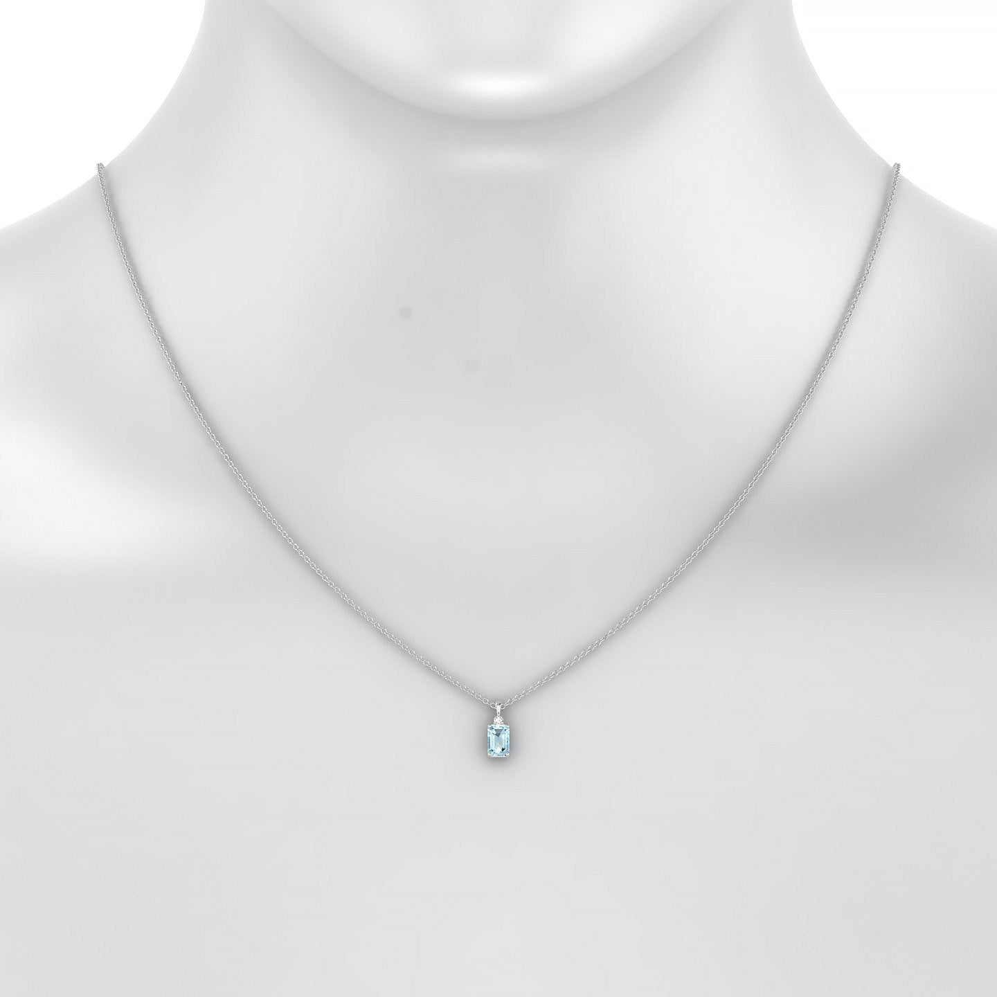 Sparkle | 18k White Gold 6 x 4 mm Emerald Aquamarine Pendant