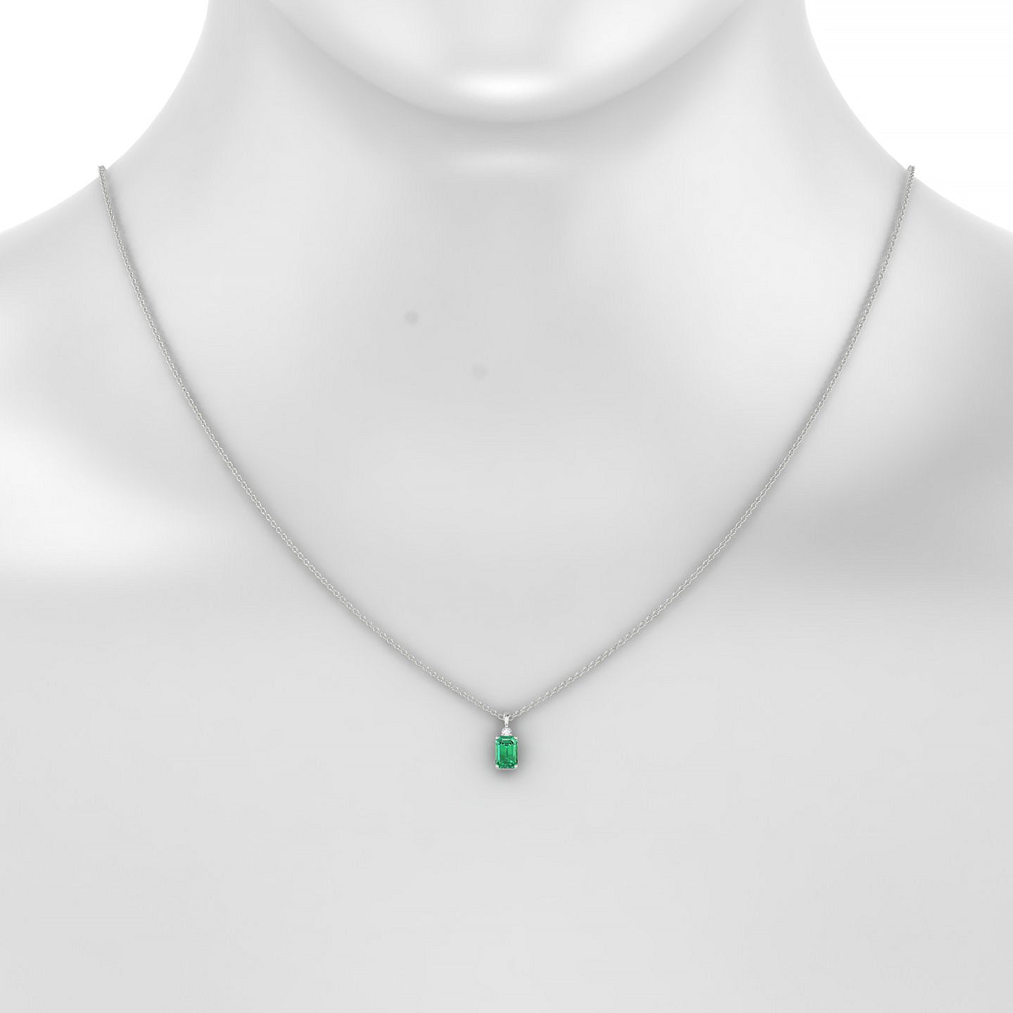 Sparkle | 18k White Gold 6 x 4 mm Emerald Emerald Pendant