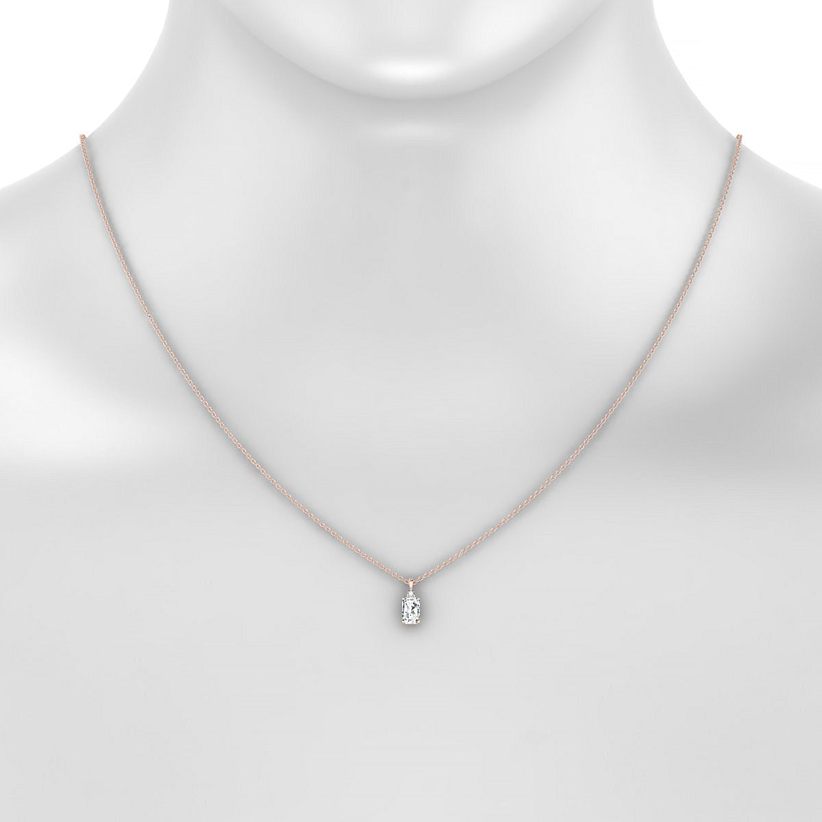Sparkle | 18k Rose Gold 6 x 4 mm Emerald Diamond Pendant
