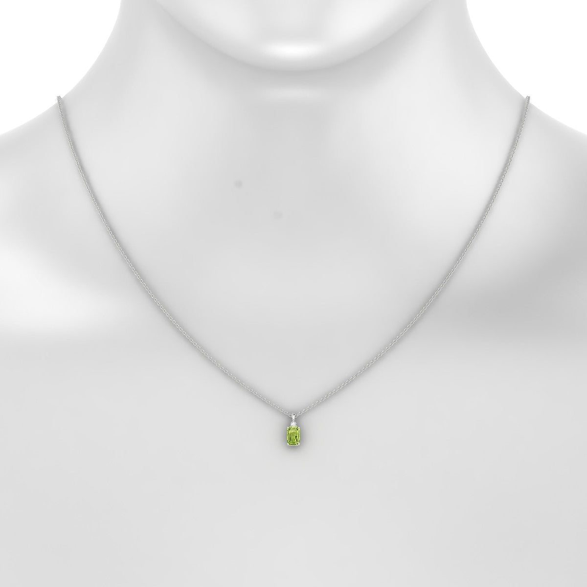Sparkle | 18k White Gold 6 x 4 mm Emerald Peridot Pendant
