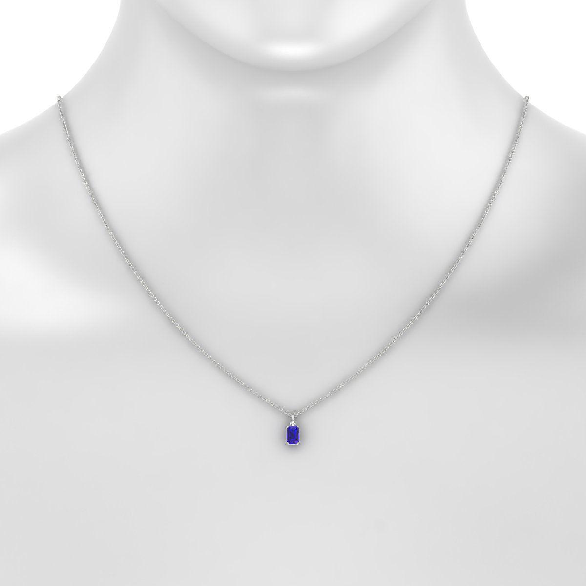 Sparkle | 18k White Gold 6 x 4 mm Emerald Tanzanite Pendant