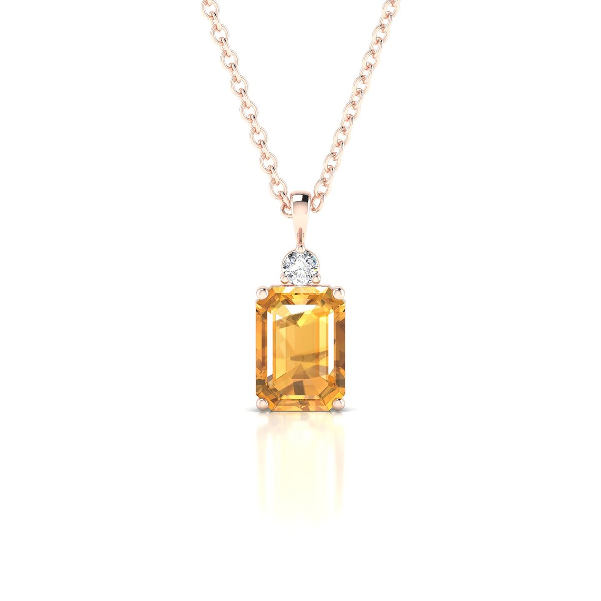 Sparkle | 18k Rose Gold 7 x 5 mm Emerald Citrine Pendant