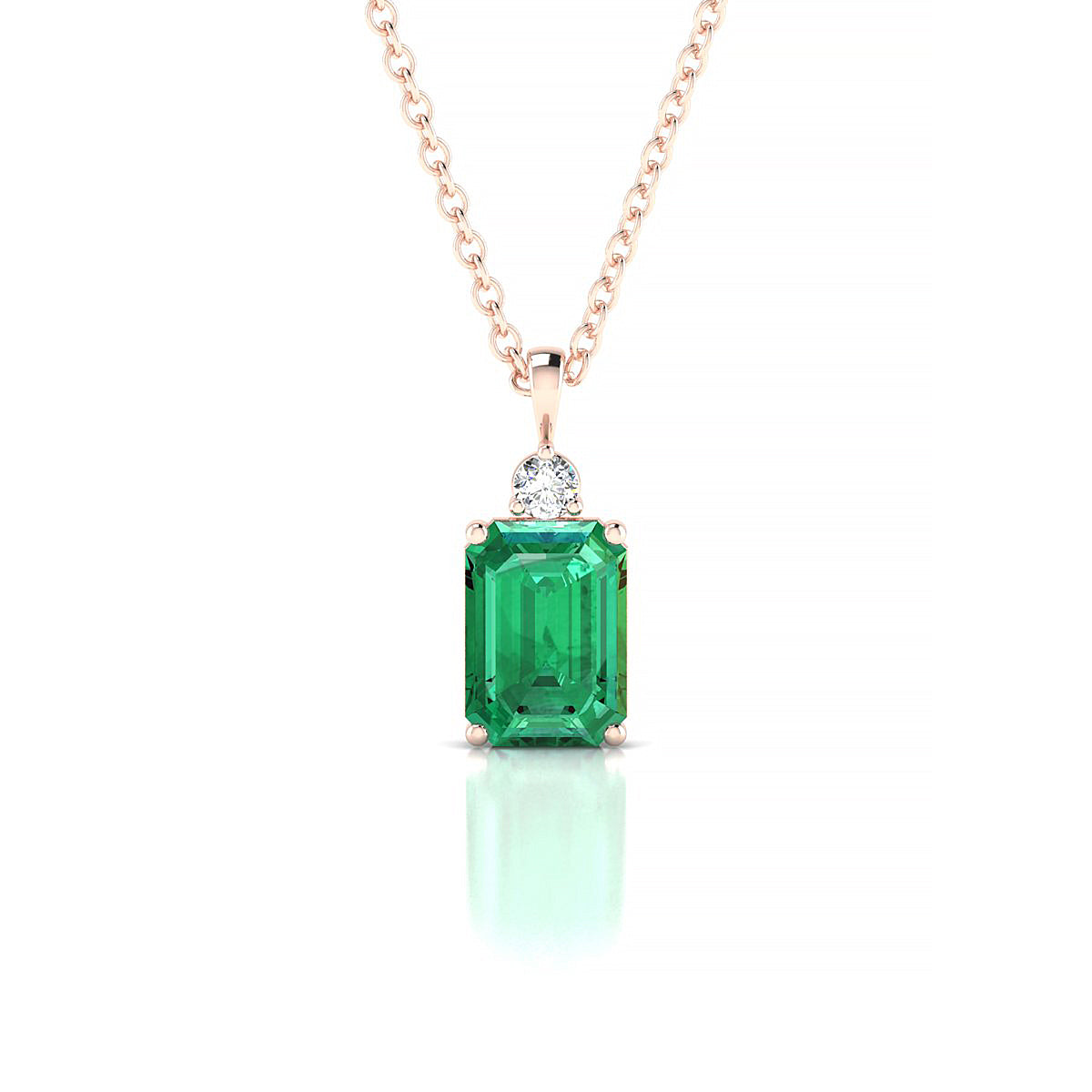 Sparkle | 18k Rose Gold 7 x 5 mm Emerald Emerald Pendant