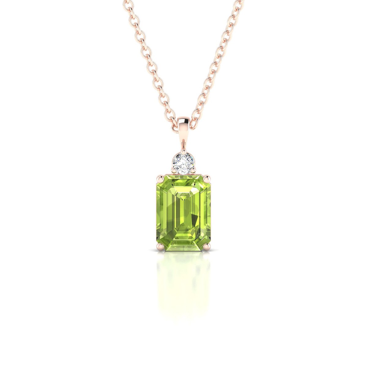 Sparkle | 18k Rose Gold 7 x 5 mm Emerald Peridot Pendant