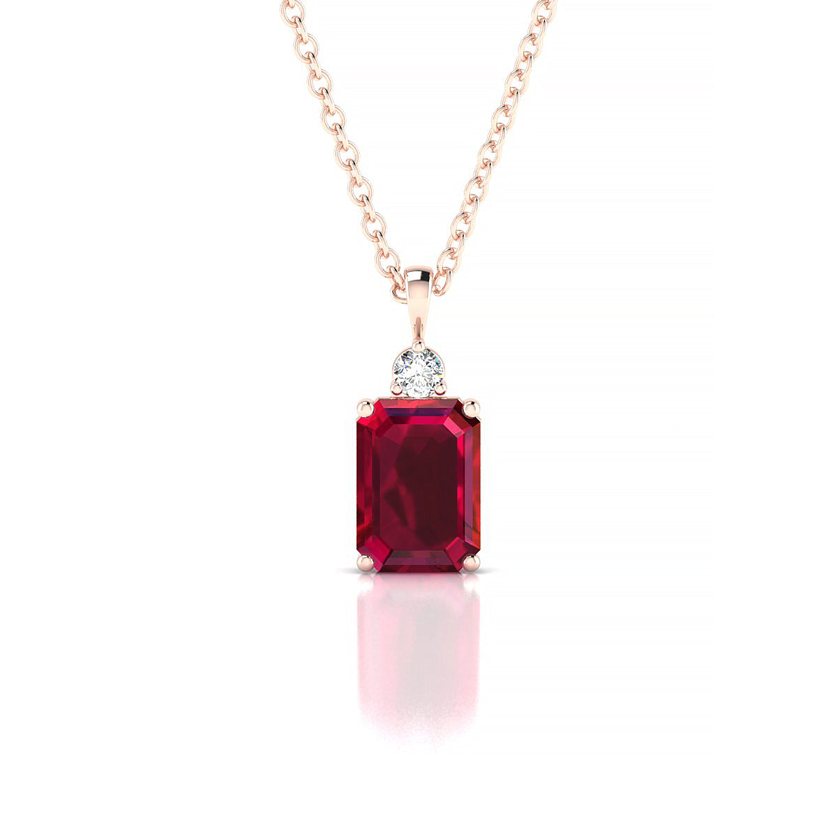 Sparkle | 18k Rose Gold 7 x 5 mm Emerald Ruby Pendant