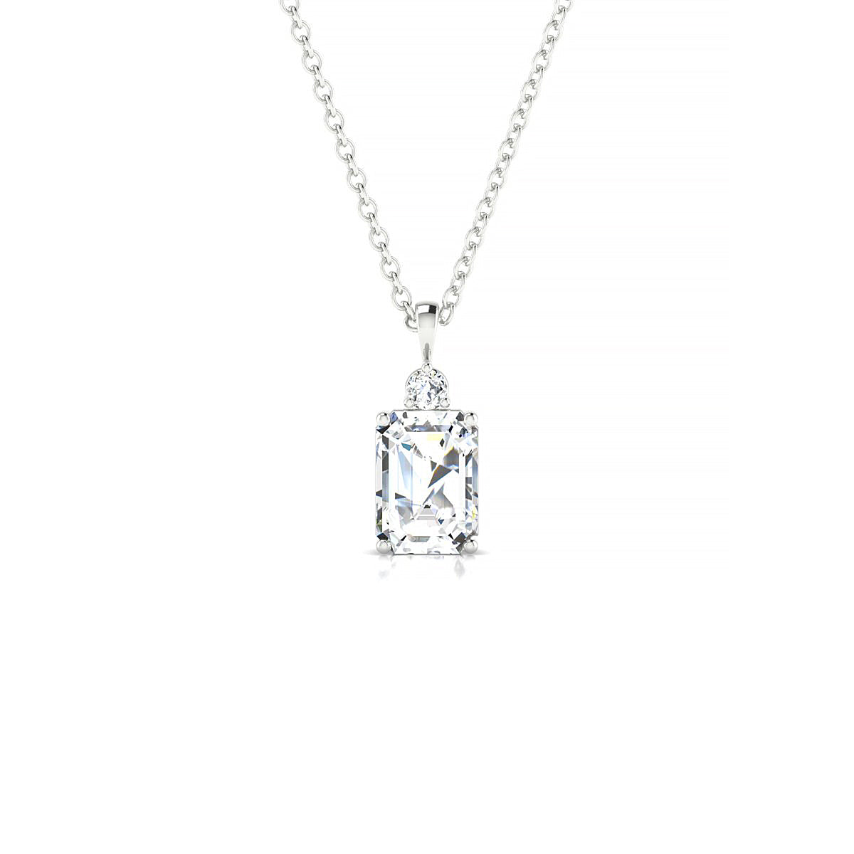 Sparkle | 18k White Gold 7 x 5 mm Emerald Diamond Pendant