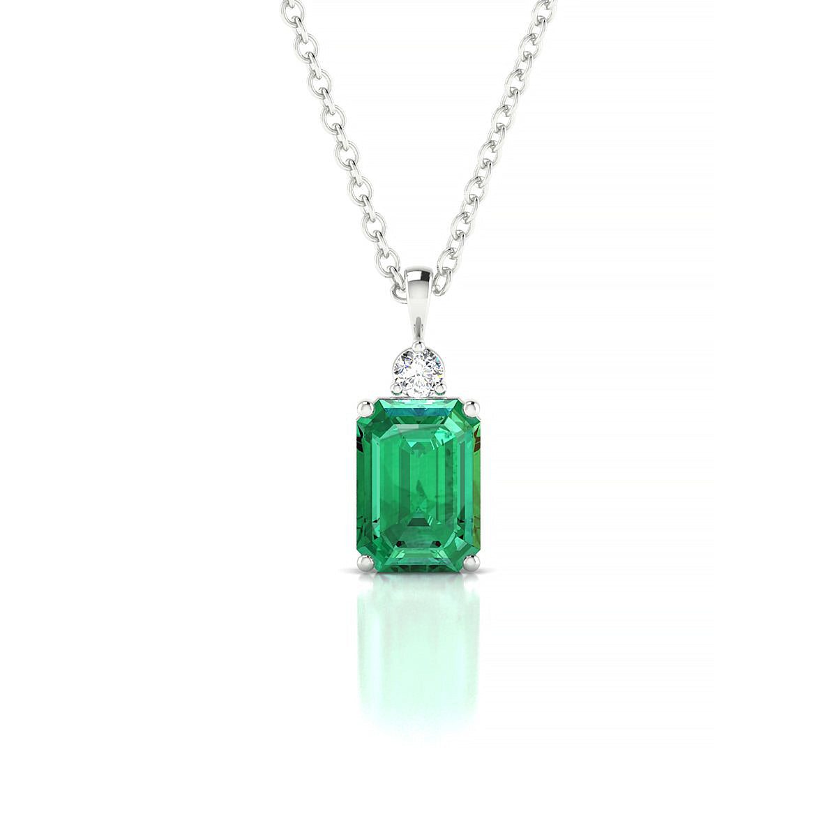 Sparkle | 18k White Gold 7 x 5 mm Emerald Emerald Pendant