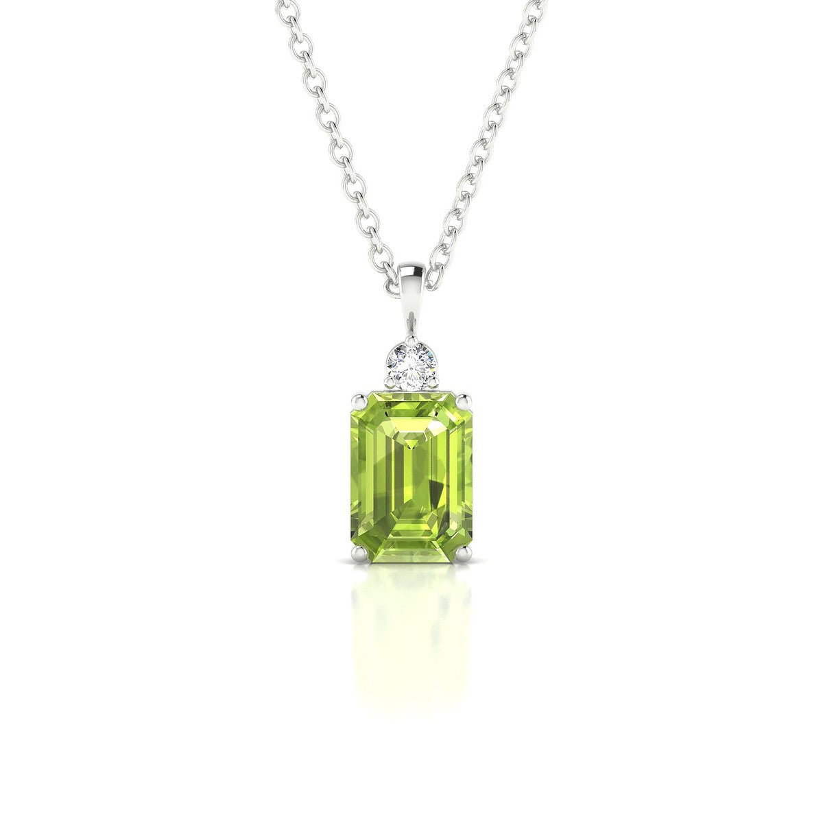 Sparkle | 18k White Gold 7 x 5 mm Emerald Peridot Pendant