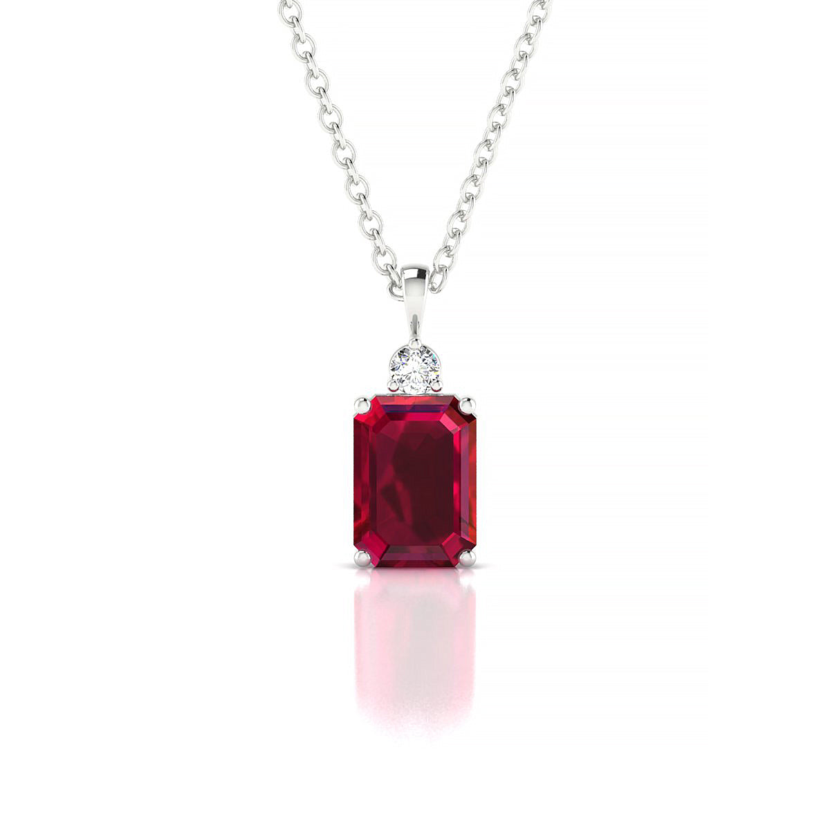 Sparkle | 18k White Gold 7 x 5 mm Emerald Ruby Pendant