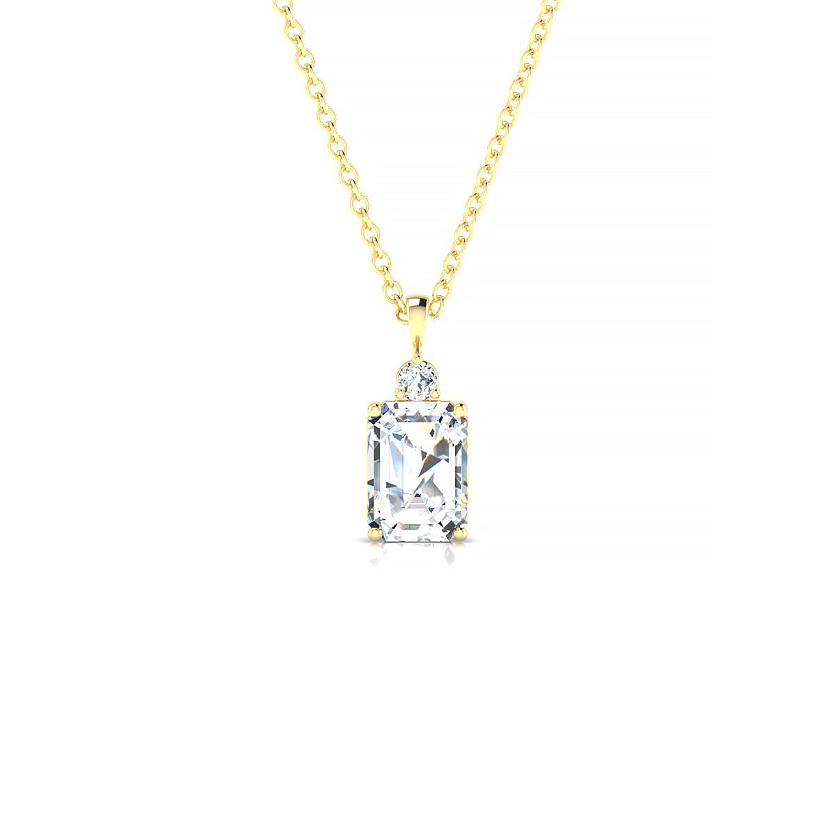 Sparkle | 18k Yellow Gold 7 x 5 mm Emerald Diamond Pendant