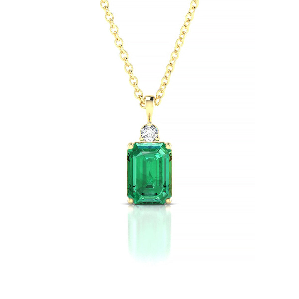 Sparkle | 18k Yellow Gold 7 x 5 mm Emerald Emerald Pendant