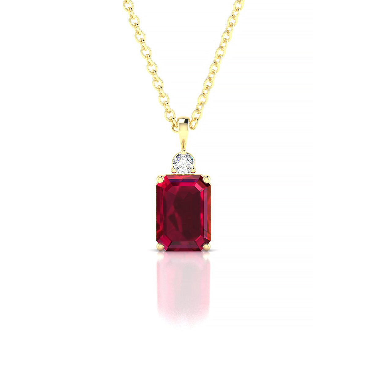 Sparkle | 18k Yellow Gold 7 x 5 mm Emerald Ruby Pendant
