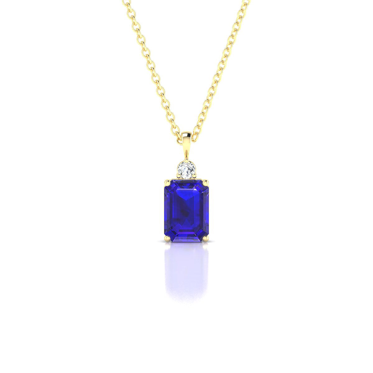 Sparkle | 18k Yellow Gold 7 x 5 mm Emerald Tanzanite Pendant