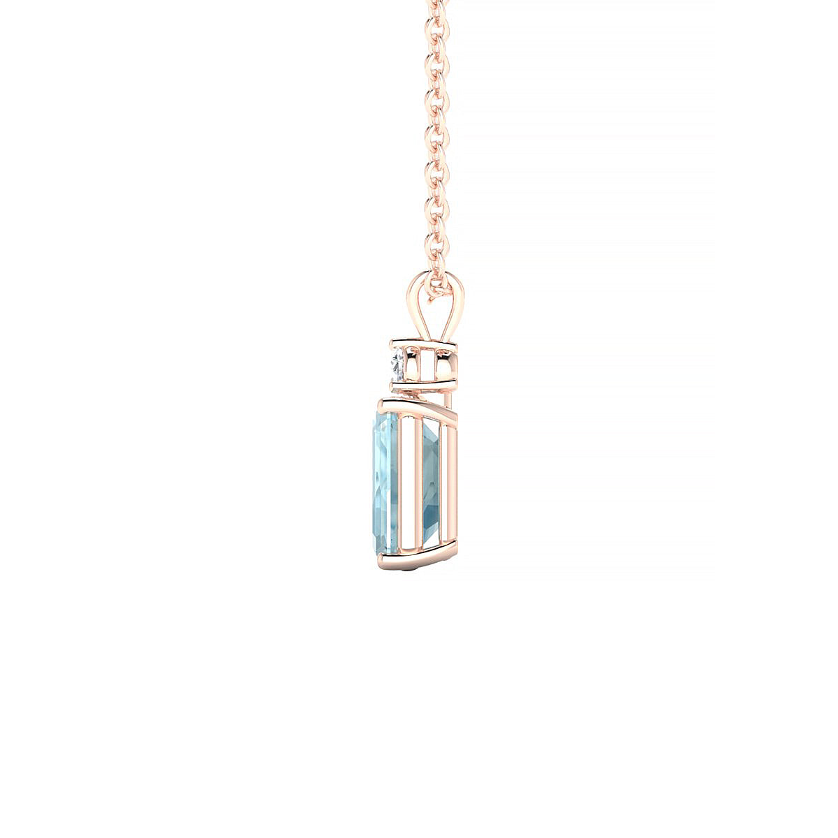 Sparkle | 18k Rose Gold 7 x 5 mm Emerald Aquamarine Pendant