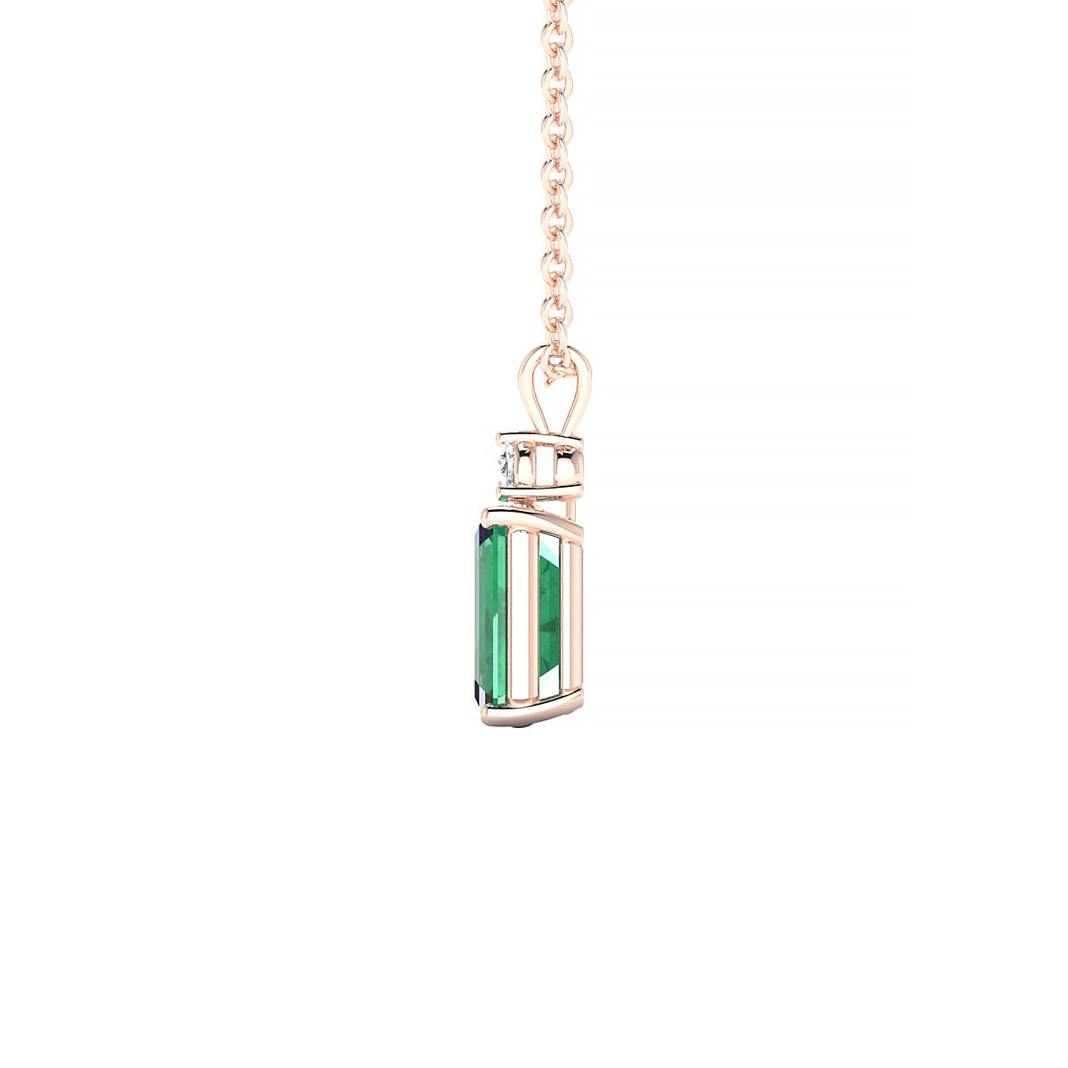 Sparkle | 18k Rose Gold 7 x 5 mm Emerald Emerald Pendant