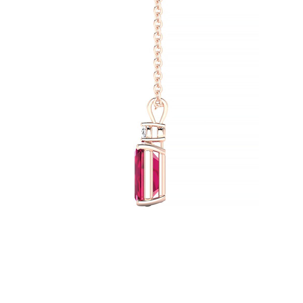 Sparkle | 18k Rose Gold 7 x 5 mm Emerald Ruby Pendant